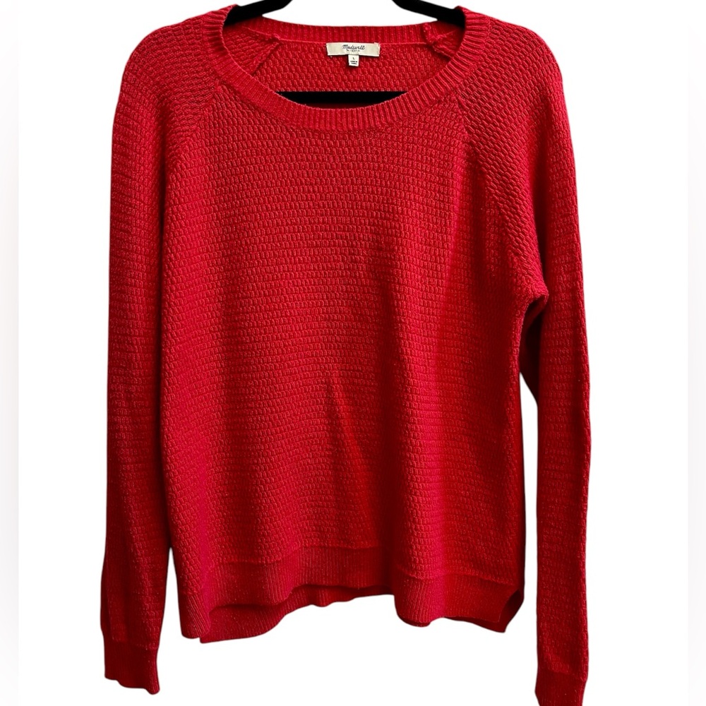 Madewell cotton/viscose comfy pullover sweater coral- red size L